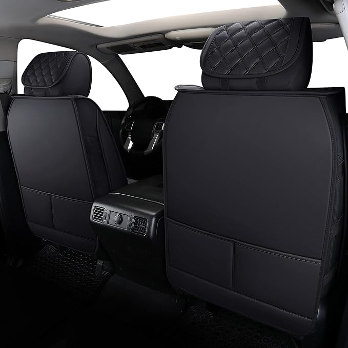 YIERTAI Seat Covers Compatible with Toyota Tundra for 2008-2025 2026 Crewmax Double Cab SR5 Limited Platinum TRD Pro Truck Waterproof Leather Seat Covers(2 PCS Front only/Black)