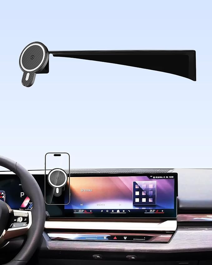 PZK Car Phone Holder for 2024 2025 2026 BMW 5 Series/BMW i5 /BMW 530i 540i 550e Accessories 14.9-Inch Screen Fixed Clip, Car Phone Holder Magnetic 15W Fast Wireless Charger 360° Rotation Phone Cradles