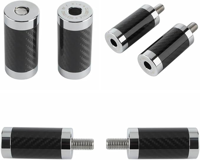 CNC Aluminum Frame Sliders M12×1.75mm Inner Hexagon Screws,Chrome | Compatible With 1-1/4" Guards, Fit For Harley Crash Bars/Bag Guards,With Carbon Fiber Inlay
