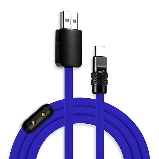 chubbycable Black Chubby Pro - Samurai Cable 120W USB-C Cable Silicone Fast Charging USB C Charger Cord Compatible with iPhone 17-15 Series iPad Galaxy Series, Dark Blue, USB-A to Type-C, 3.3FT