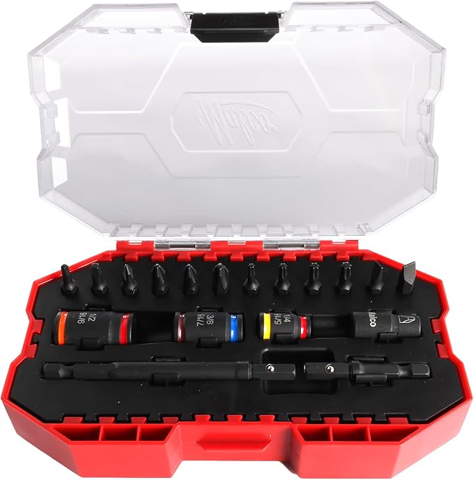 Malco KITCRB C-RHEX Socket Install Kit with Premium Case -Cleanable Reversible Hex Sizes (1/4"-9/16"), 2 Magnetic Shafts, 12 Impact-Rated Bits