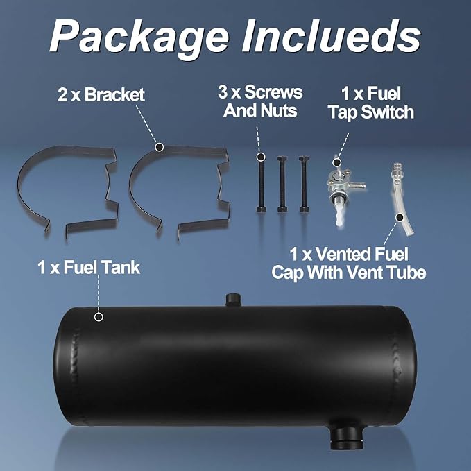 High quality Black Go Kart Gas Tank Fuel Tank Aluminum Cylinder 6 x 20" Center Fill 2.2 Gallon minibike gas fuel tank For Golf Cart ,Motorcycle ,Dune Buggy ,mini bike ,go kart performance part