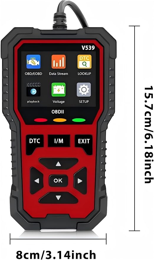 Upgraded Version of V519, V539 OBD2 Scanner, USB Powered Car Fault Code Reader, Engine Diagnosis Tool for OBD II Protocol Vehicles Since 1996, I/M Readiness, Battery Voltage Test