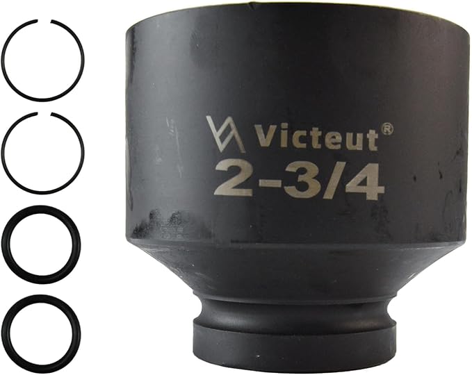1" Drive 2-3/4" Impact Socket, 6-Point, Heat Treated Cr-V Alloy Steel, One-Piece Forged, Surface Phosphating and Blackening Treatment, Anti-rust, Radius Corner Design, No Harm to Nut Corners