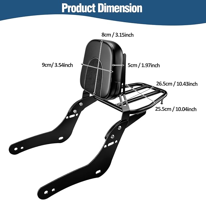 Detachable Seat Sissy Bar Backrest with Luggage Rack Passenger Rear Back Restfor Honda Rebel 300 500 1100 CMX 300 CMX500 CMX1100 2021 2022 2023 2024 2025 2026