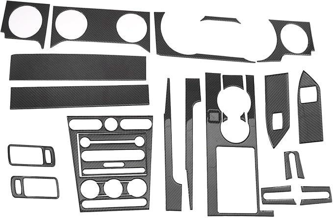 FZJDSD 22PCS Black Carbon Fiber Style Interior Trim Cover Stickers Compatible with Ford Mustang 2005-2009, Carbon Fiber Style Center Console Dashboard Panel Trim Cover Stickers Kit