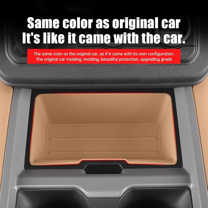Center Console Storage Box for 2025-2026 Land Rover Defender 90 110 130 Center Storage Box Pad Interior Organizer Tray Storage Box Silicone Trim Tuning Supplies Accessories (Dark Beige)