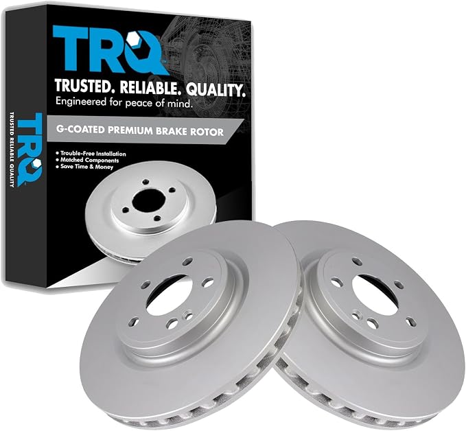 TRQ Front Brake Rotor Set G Coated Vented Compatible with 2017-2019 Infiniti QX30 2014-2019 Mercedes-Benz CLA250 2015-2020 GLA250