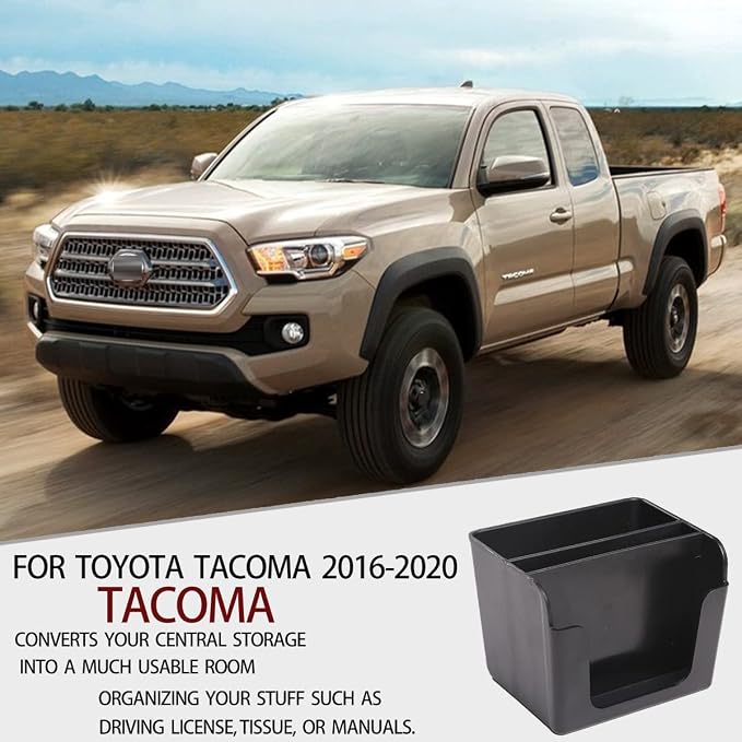 Gearbox Water Cup Holder Compartmental Storage Box, Car Card Storage Box for Toyota Tacoma 2016-2023, 1 PCS