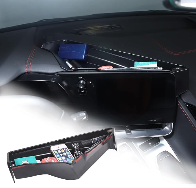 TOYCIDFG Dashboard Storage Tray Behind Navigation Screen with Phone Holder for Corvette C8 Stingray 2020-2026, Center Console Car Organizer Tray Interior Accessories (Only Tray)