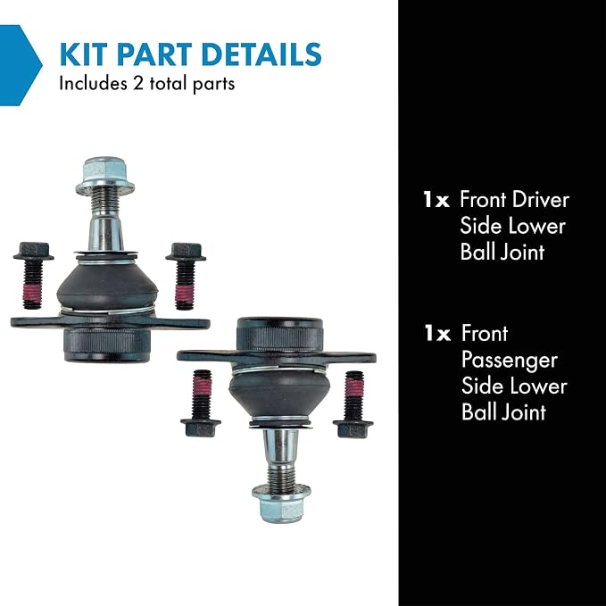 TRQ Front Lower Driver and Passenger Side Ball Joint Set Compatible with 2003-2014 Volvo XC90 2008-2009 S60 2007 S60 From VIN 626502