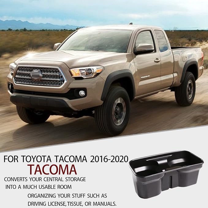 CHEAYAR Cup Holder Inserts,for Toyota Tacoma 2016-2020,Car,Shifter Storage Box Interior Accessories 1 pcs，Storage Travel Documen - with Multi-Pocket