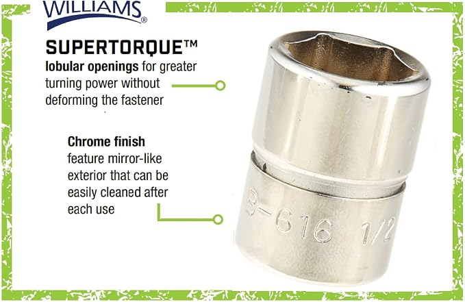Williams B-616 1/2-Inch Shallow 6 Point Socket
