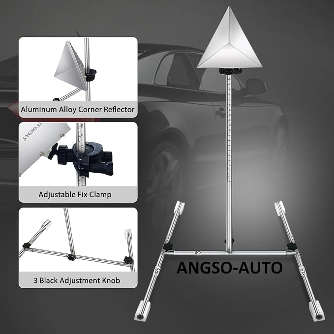 ADAS Calibration Tool Kit Compatible with Honda Toyota Kia Ford ADAS Radar Aiming Calibration Tool,Post with 0-30 Centimeter Scale,Corner Reflector Target with Billet Aluminum Stand