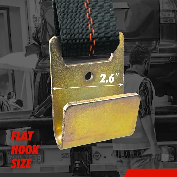 Wheel Tie Down Straps (4PK) – 2'' X 96'' Webbing with Flat Hooks for Easy Tire Hauling on Trailers, Cars, SUVs, and Sports Vehicles