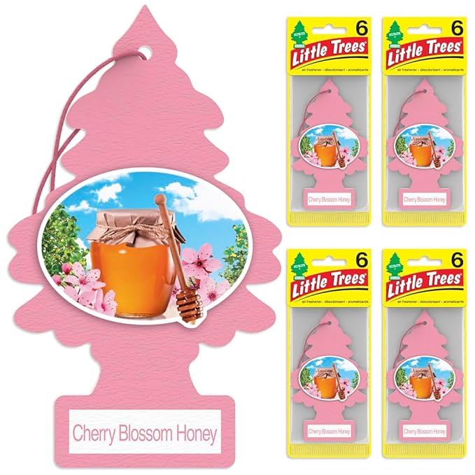 LITTLE Air Fresheners Car Air Freshener. Hanging Tree Provides Long Lasting Scent for Auto or Home. Cherry Blossom, 24 Air Fresheners (Pack of 6)