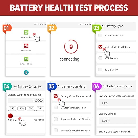 Launch Upgraded BST360 6V 12V Car Battery Tester, Bluetooth Battery Load Tester Charging Cranking System Analyzer for Android/iPhone/Launch X431, 100-2000 CCA Alternator Tester Voltmeter