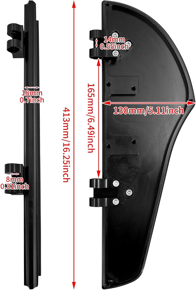 Passenger Driver Floorboards Set Style C, Black | Set Fit For Harley 2012-2016 FLD, 1986-2017 Most FL Softail, 1986-later Touring, Non-Slip, CNC Aluminum
