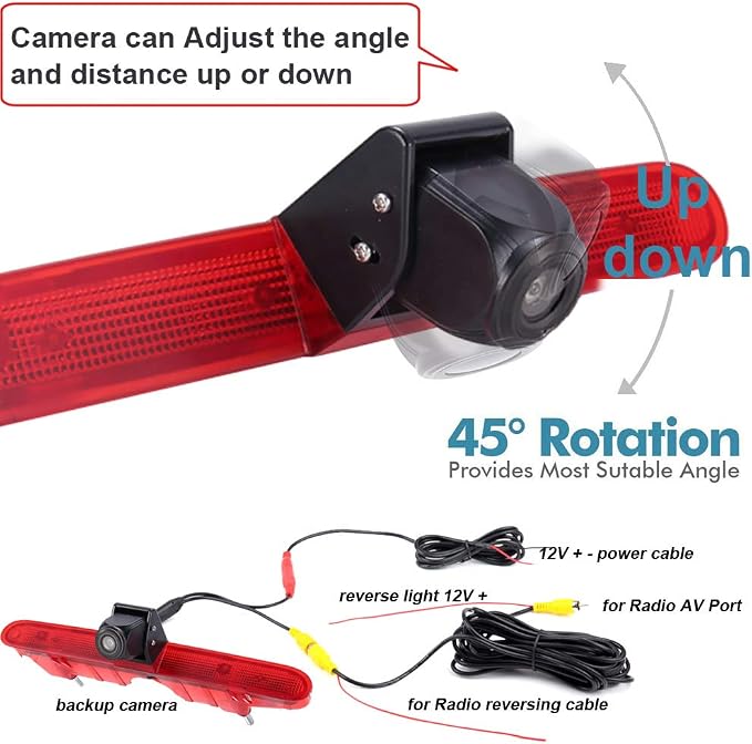 Third Roof Brake Lamp Car Backup Camera Replacement for Toyota Proace City Verso Kasten MPV Fiat Citroen Berlingo Opel Combo Kasten Limousine X19 Tour Peugeot Partner Tepee Limousine Life K9 Rifter