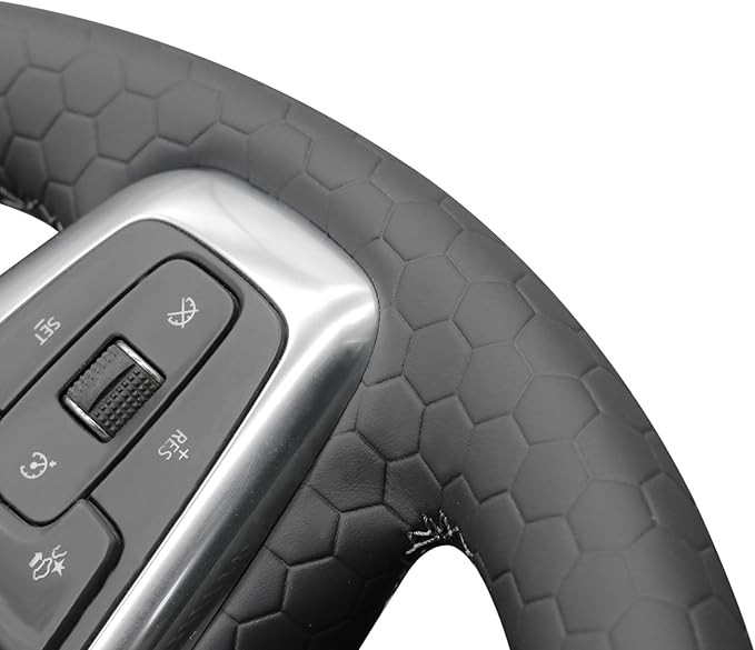 MEWANT DIY Black Solid Embossed Artificial Leather Steering Wheel Cover for Chevy Silverado 1500 Blazer Suburban Tahoe