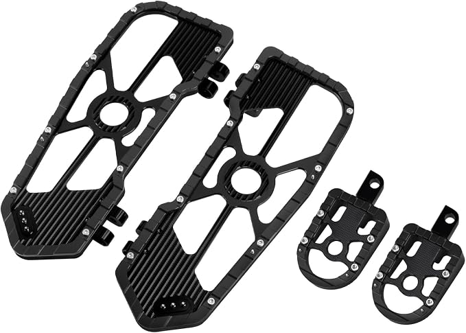 Motorcycle Floorboards Driver Passenger Footboards Wide Foot Pegs Board Pedal Compatible with Touring Electra Road Street Glide Softail Road King Black Edge