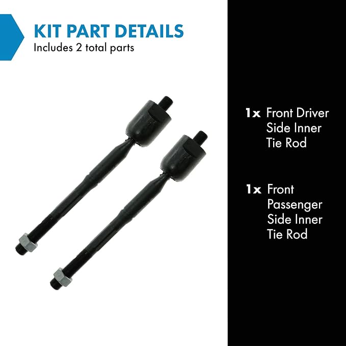 TRQ Front Inner Tie Rod Set 2 Piece Compatible with 2002-2003 Lexus ES300 2004-2006 ES330 2002-2006 Toyota Camry 2004-2008 Solara