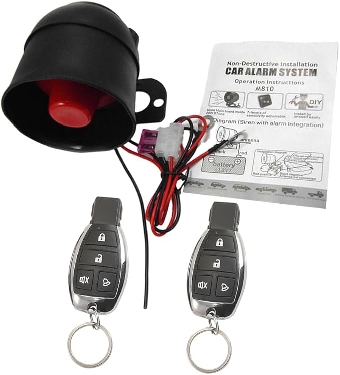 Riloer Car Alarm Device, Universal Car Alarm Device, Vibration Alarm System for 12V Car, Suitable for DC12V Cars