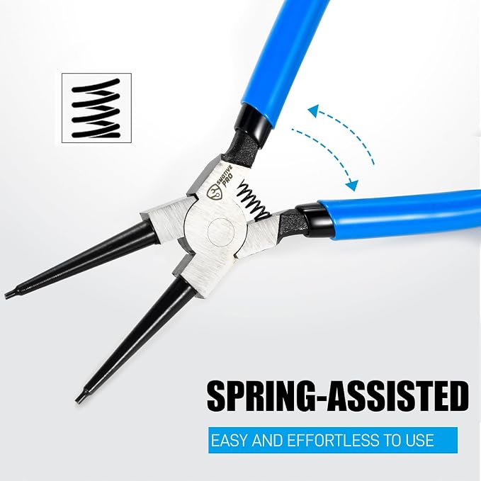 SMOTIVEPRO Precision 6PCS 7" Snap Ring Pliers Set - Complete 0°/45°/90° Angled Jaw Options, Professional Grade Internal/External Retaining Ring Tools