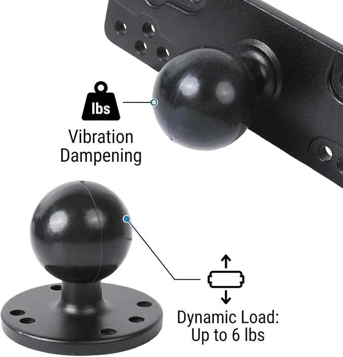 1.5" Ball Lengthened Arm Fish Finder Mount with Double Arms, Aluminum Alloy Marine Electronic Mount, Round Base with 1.5 inches / 38mm / C Size Ball, Compatible with Garmin, Lowrance, Humminbird More