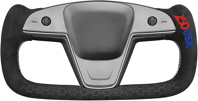 MEWANT 250th Anniversary Limited Edition Steering Wheel Cover for Tesla Model S/X 2021-2023 Commemorative 1776-2026 Embroidery Black Hand-Stitched Hive Embossed Athsuede Wrap