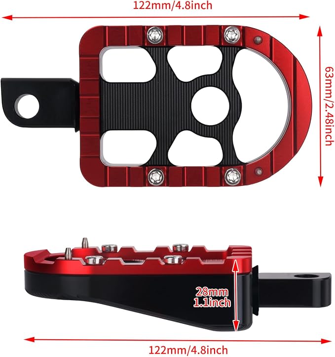 Motorcycle Floorboards Passenger Footboards Wide Foot Pegs Board Pedal Compatible with Touring Electra Road Street Glide Softail Road King Red Edge