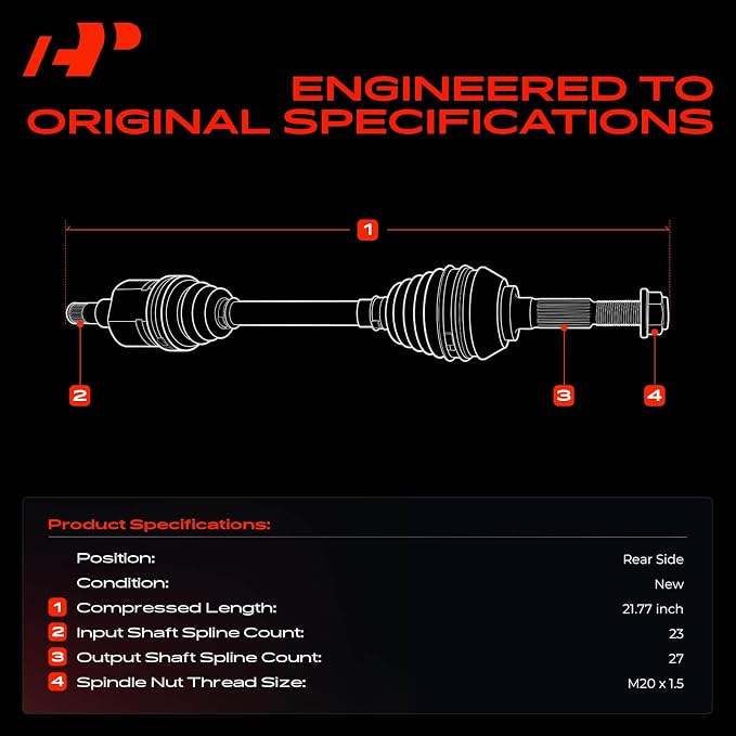 A-Premium Rear CV Axle Shaft Assembly for Yamaha Models | Compatible with Grizzly 700 2016-2022, Rear Left and Right, Set of 2 (1 Pair), Replace# 2UD-2531H-00-00, 2UD-2531H-01-00
