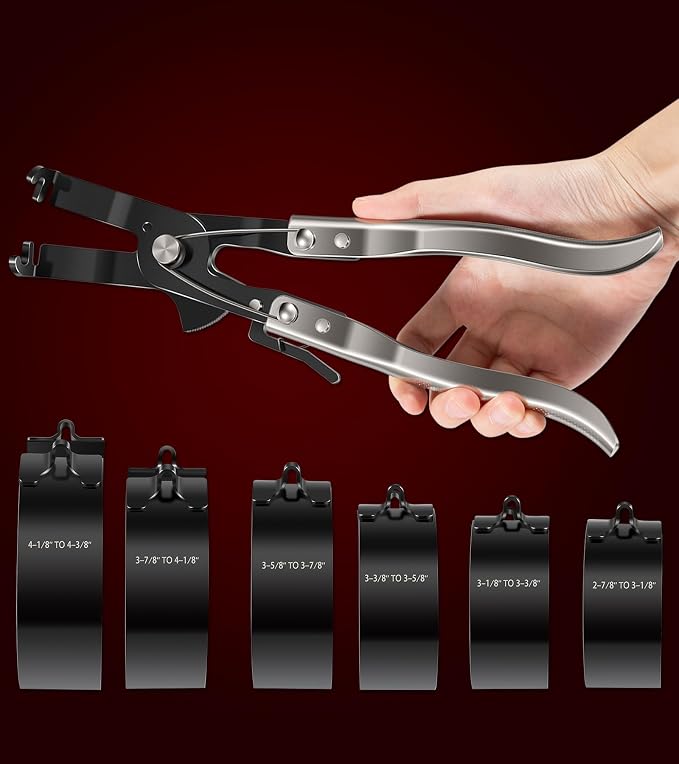 Bonbo 940387 Piston Ring Compressor Tool Set Perfect for Car Diesel Engines, Including Vehicle Maintenance Clamps, Ratchet Pliers, Storage Case