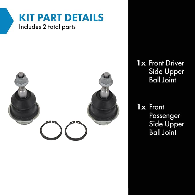 TRQ Front Upper Driver and Passenger Side Ball Joint Set Compatible with 2021-2023 Ford F-150 without Performance Suspension