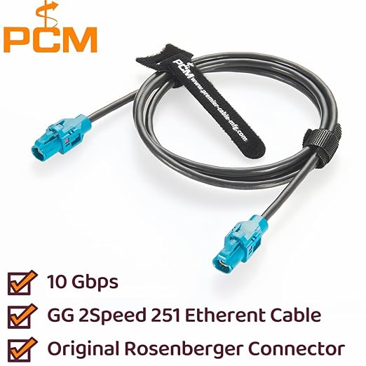 Rosenberger E6K10A-1CAZ5-Z H-MTD Vehicle Automotive Ethernet Cable 10Gbps 100/1000BASE-T1 H-MTD Female to Female Shielded LCA-101-1000-Z-Z Cable for ADAS, Telematics, Autonomous Driving (5M/16.4FT)