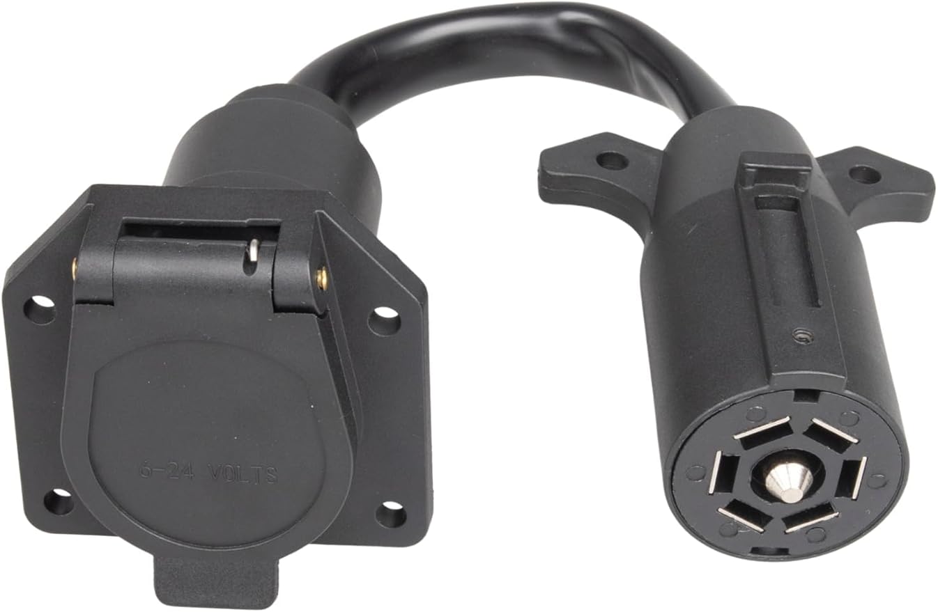 EWAY 7-Way Adapter with Power Switch for Furrion RV Backup Camera System, Plug and Play for Tow Vehicle to RV Wireless Observation Cameras, Provides 12V Power to Camera Through 7-Pin Connector