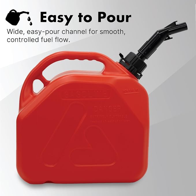 LAUCO Portable Fuel Tank, Gas Container, 3 Gallon Gas & Diesel Container with Transfer Hose and Nozzle, Mobile Fuel Storage for Boats, Docks, Farm, Shop & Garage 87256