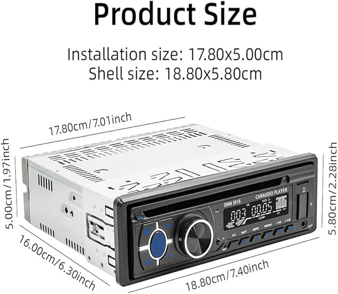 Single Din Car Stereo CD DVD Player,MP3 USB Music Unit Car Radio,Support Bluetooth FM/RDS/USB/AM