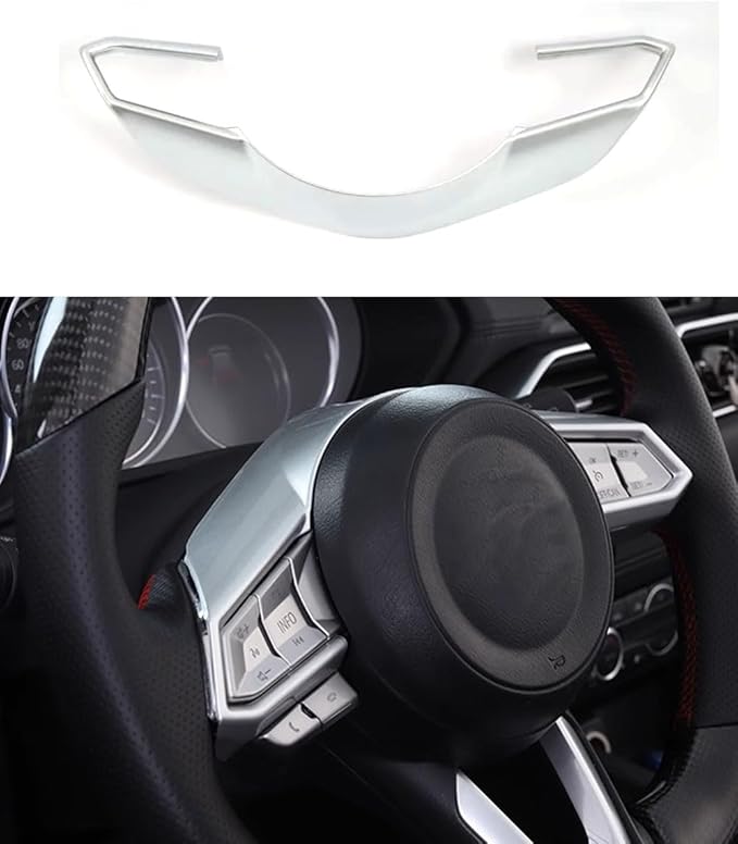 Car Accessories Fit for Mazda CX-5 CX5 2017-2023 for CX9 2016-2023 ABS Interior Steering Wheel Trim (Matte Silver) 1PC Set