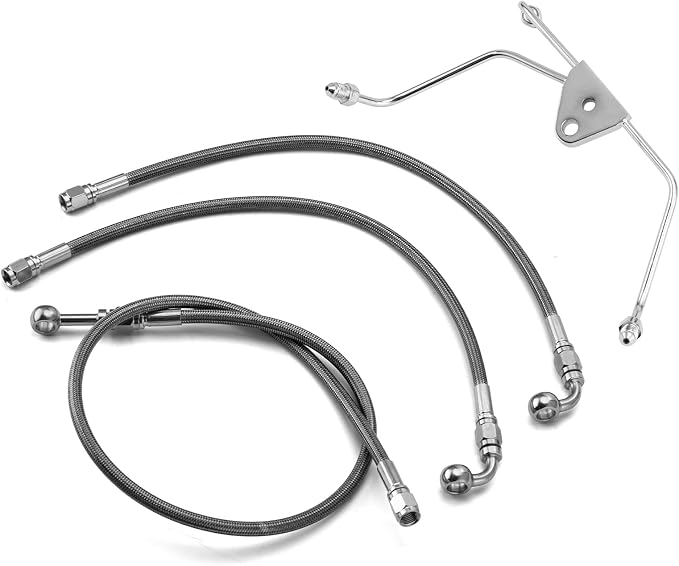 Mofun 45" Extended Length Hydraulic Stainless Steel Front Brake Line Kit Non-ABS Compatible with Harley Touring Street Glide Road Electra Glide Road King 2008-2013, Fit 12"-14" Handlebar Black