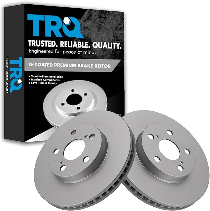 TRQ Front Brake Rotor Set G Coated Vented Compatible with 2011-2017 Lexus CT200h 2010-2015 Toyota Prius 2012-2015 Prius Plug-In