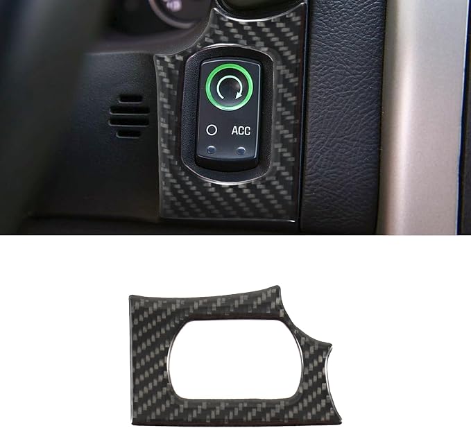 Real Carbon Fiber Push Start Button Trim Compatible with Corvette C6 2005-2013, Interior Decor Sticker Accessories