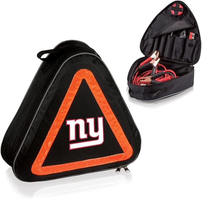 PICNIC TIME NFL Roadside Emergency Car Kit, Auto Vehicle Safety Road Side Assistance with Jumper Cables and Car Tool Kit, (Black with Orange Accents)