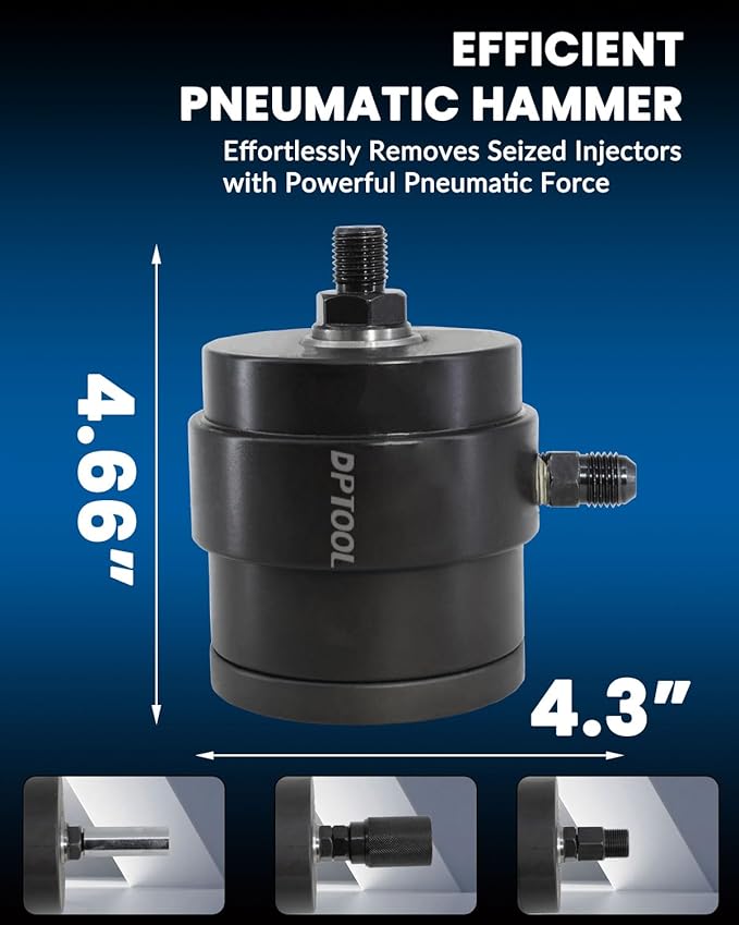 Universal Pneumatic Diesel Fuel Injector Puller Tool Kit Injector Remover Extractor with Impact Air Tool compatible with Benz for Bosch for Siemens etc Diesel Engine