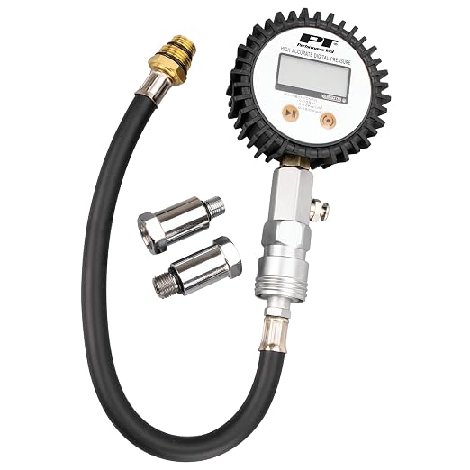 Performance Tool W89747 Digital Compression Tester - Accurate Diagnosis for Engine Performance, 300 PSI Gauge, Quick Disconnect Fitting, Stepped Adapters, Auto Shut-Off, Battery Included