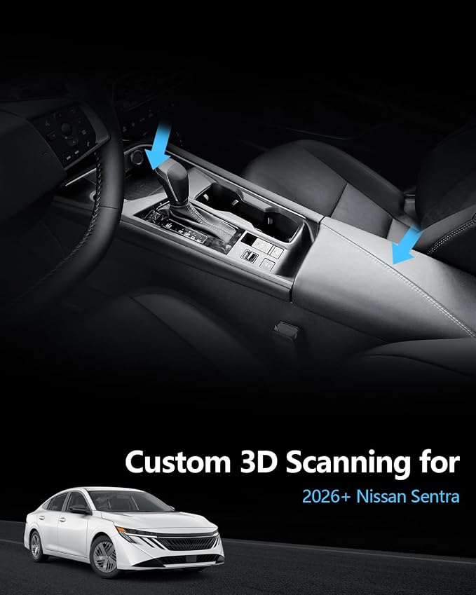 SKTU 2PCS for 2026 Nissan Sentra Center Console Organizer for 2026+ Nissan Sentra (S/SV/SR/SL) Wireless Charging Mat & Console Tray 2026 Sentra Accessories ABS Insert Tray 2026 Sentra Non-Slip Pad