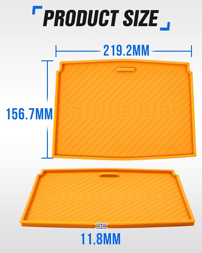 ROADER Bronco Armrest Box Bottom Anti-Slip Mat Fit for 2021-2024 Ford Bronco 2/4 Door Interior Accessories, Arm Rest Box Silicone Protective Pad, Waterproof Safe Environmentally Friendly-Orange