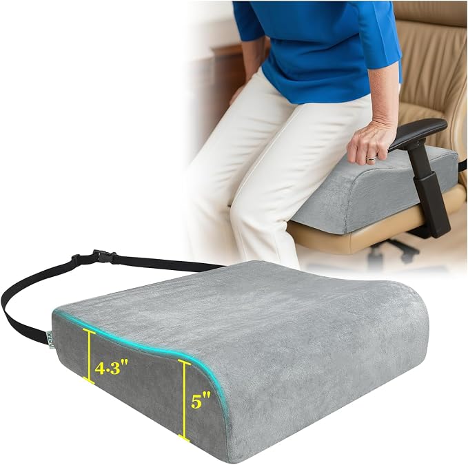 Adult Seat Booster Chair Lift Cushions for Elderly, Office Extra Thick Large Cushion to Raise Height, Heavy People Seniors Wheel Chair Pad, Back Tailbone Sciatica Pressure Relief Foam
