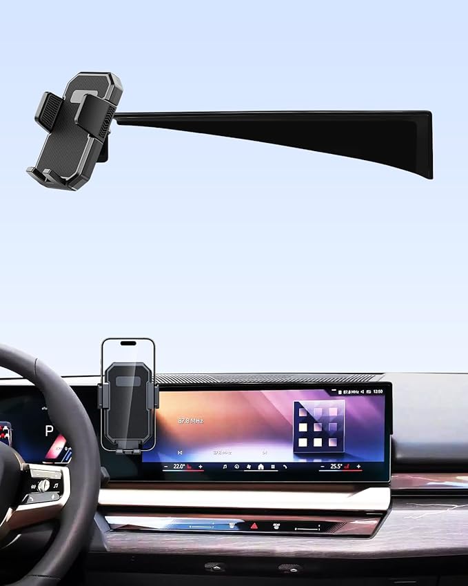 PZK Car Phone Holder for 2024 2025 2026 BMW 5 Series/BMW i5 /BMW 530i 540i 550e Accessories 14.9-Inch Screen Fixed Clip, Car Phone Holder Auto Lock, 360°Rotation Fit 4.0-7.0'' Phone Automobile Cradles