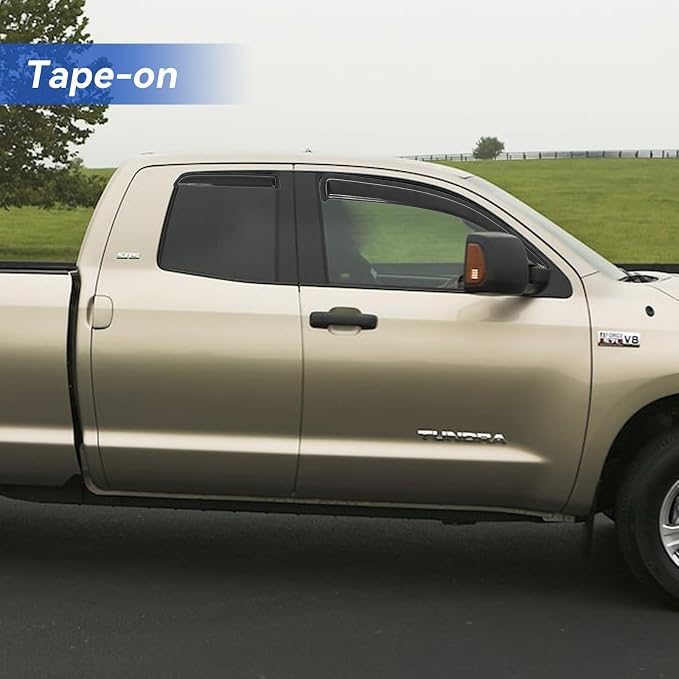Window Visors Rain Guards for 2007-2021 Toyota Tundra Extended Cab, Out-Channel Window Vent Wind Deflectors Visors Shades for 07-21 Tundra Double Cab